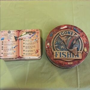 Red and Blue Fish Metal tins Decor Accents Set